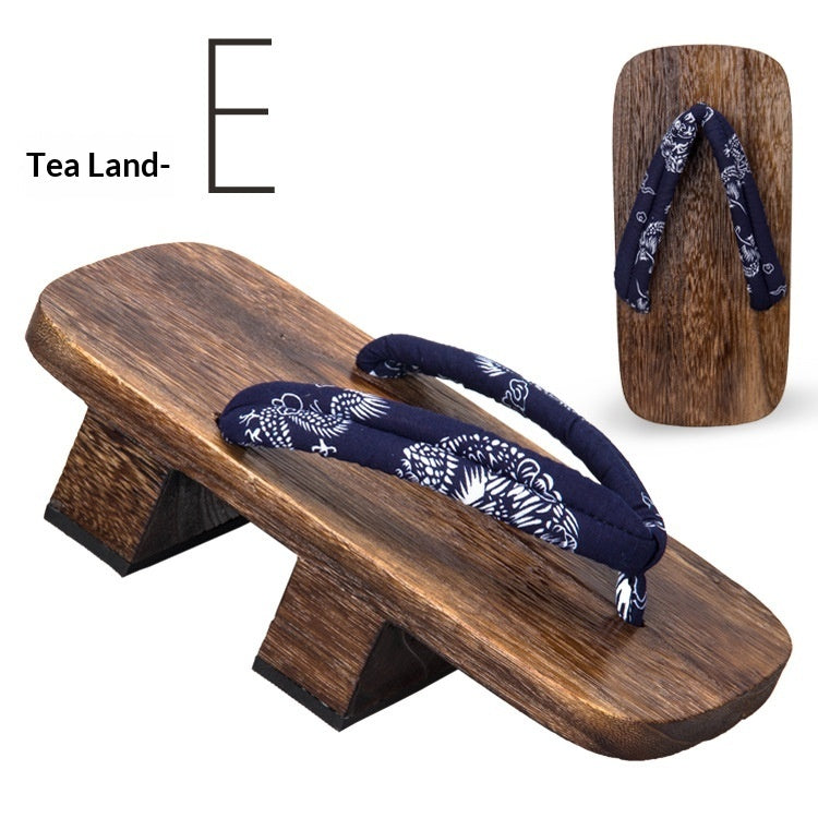 5.5cm-heeled Solid-wood Mens Flip-flops