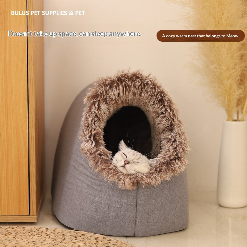 Cat Bed, Thickened And Warm For Winter, Enclosed Pet Bed, Portable For Small Dogs, Amazon Cross-Border Pet Supplies