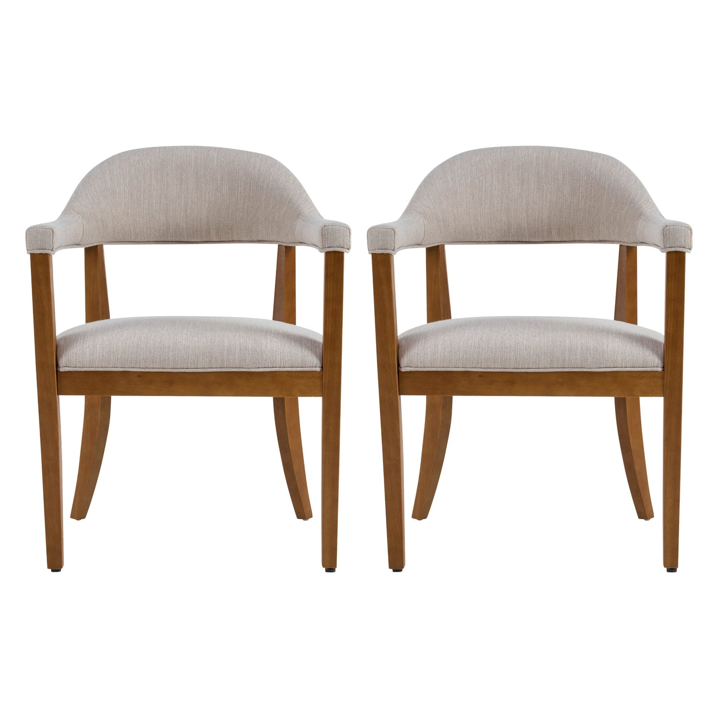 Wood Frame Upholstered Dining Chairs with Armrests (Set of 2)