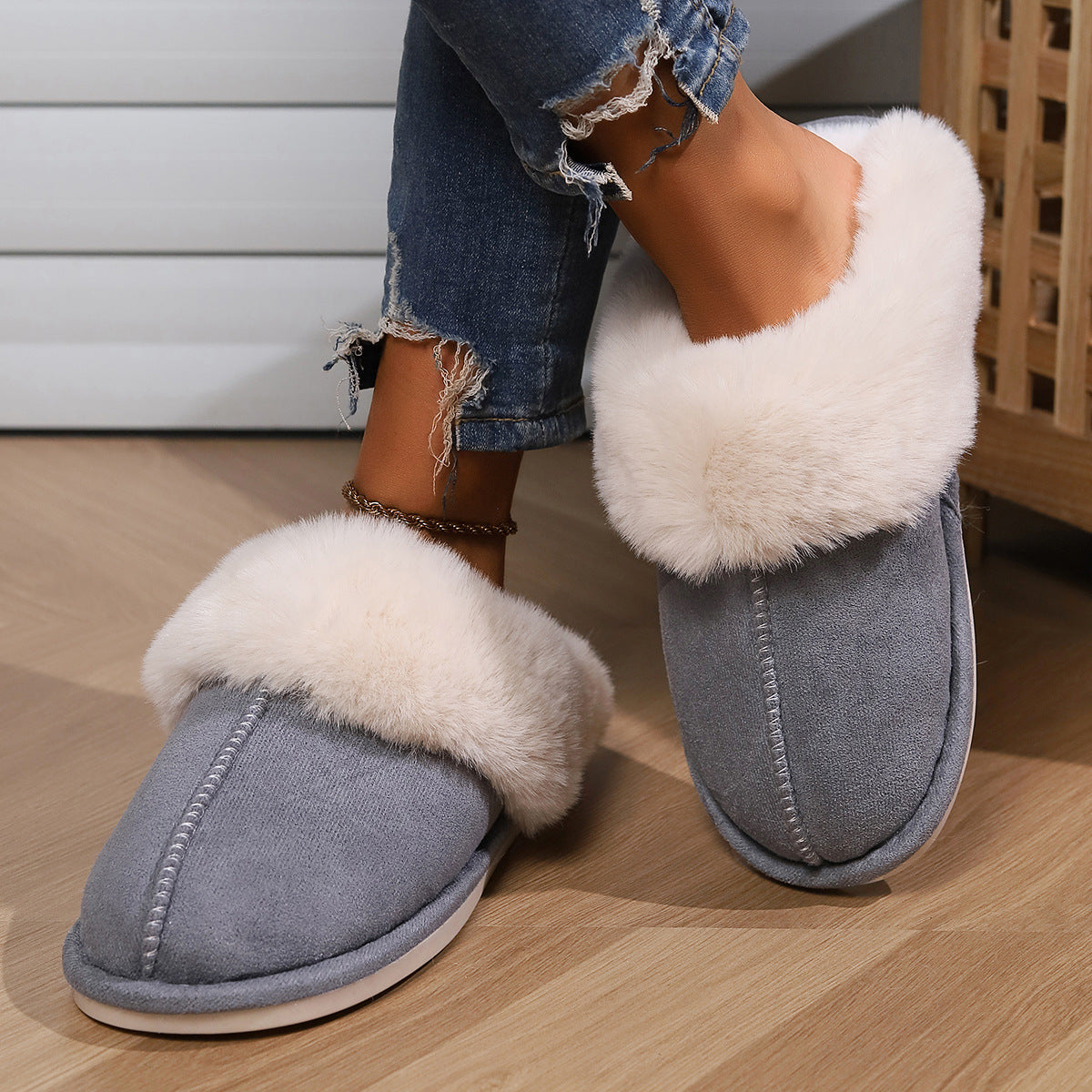 Cotton Slippers Thickened For Indoor Use In Autumn And Winter Half-covered