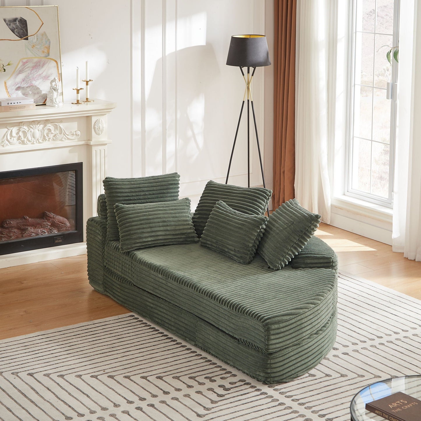 Semi Circular 2 In 1 Sofa Bed With Neck Pillow