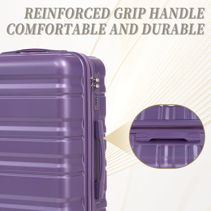 HIFINE Tourist 3-Piece ABS Spinner Wheel Luggage Set (Purple)
