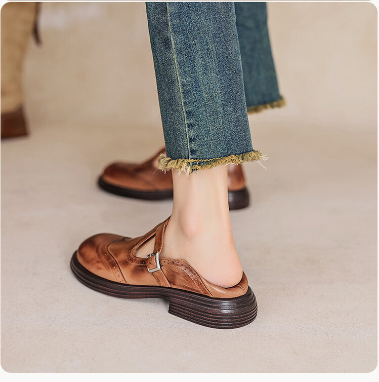 Casual Flat Mule Loafers In British Style