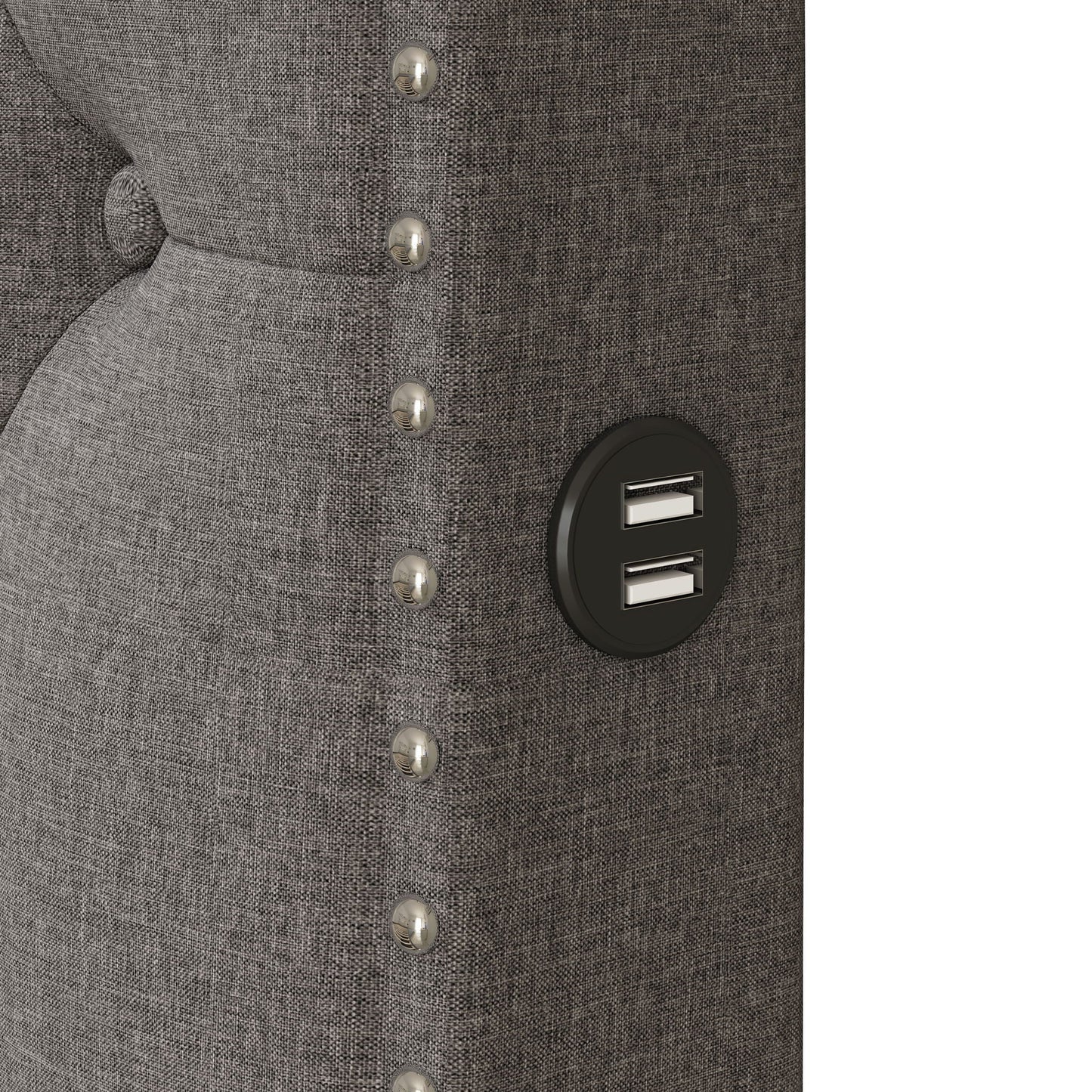 Upholstered Platform Bed With 2 Drawers And 2 Sets Of USB Ports On Each Side, Fabric