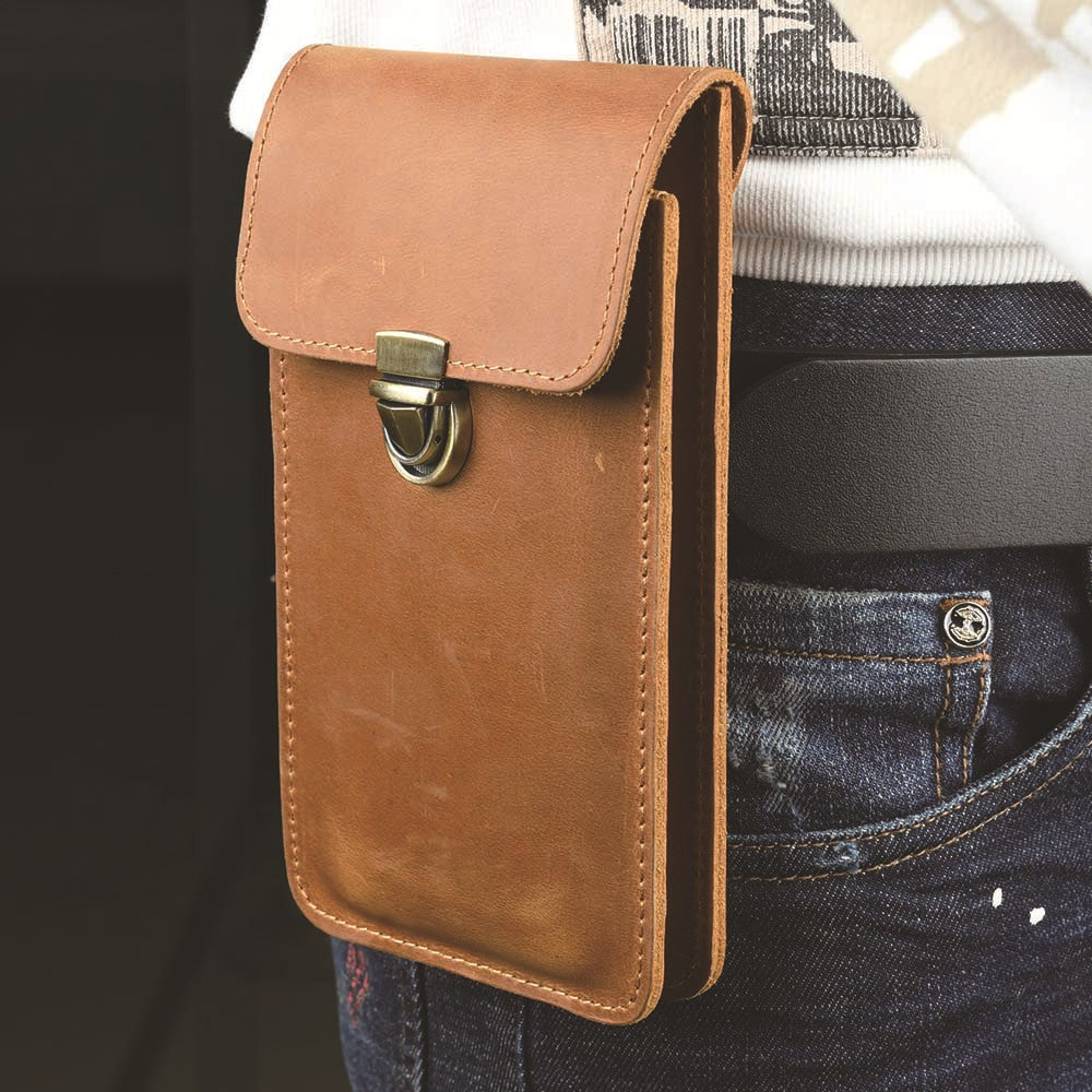 Genuine Leather Mens Cowhide Durable Work Belt-Powered Bag