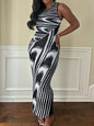 Sleeveless Bodycon Maxi Dress with Abstract Print