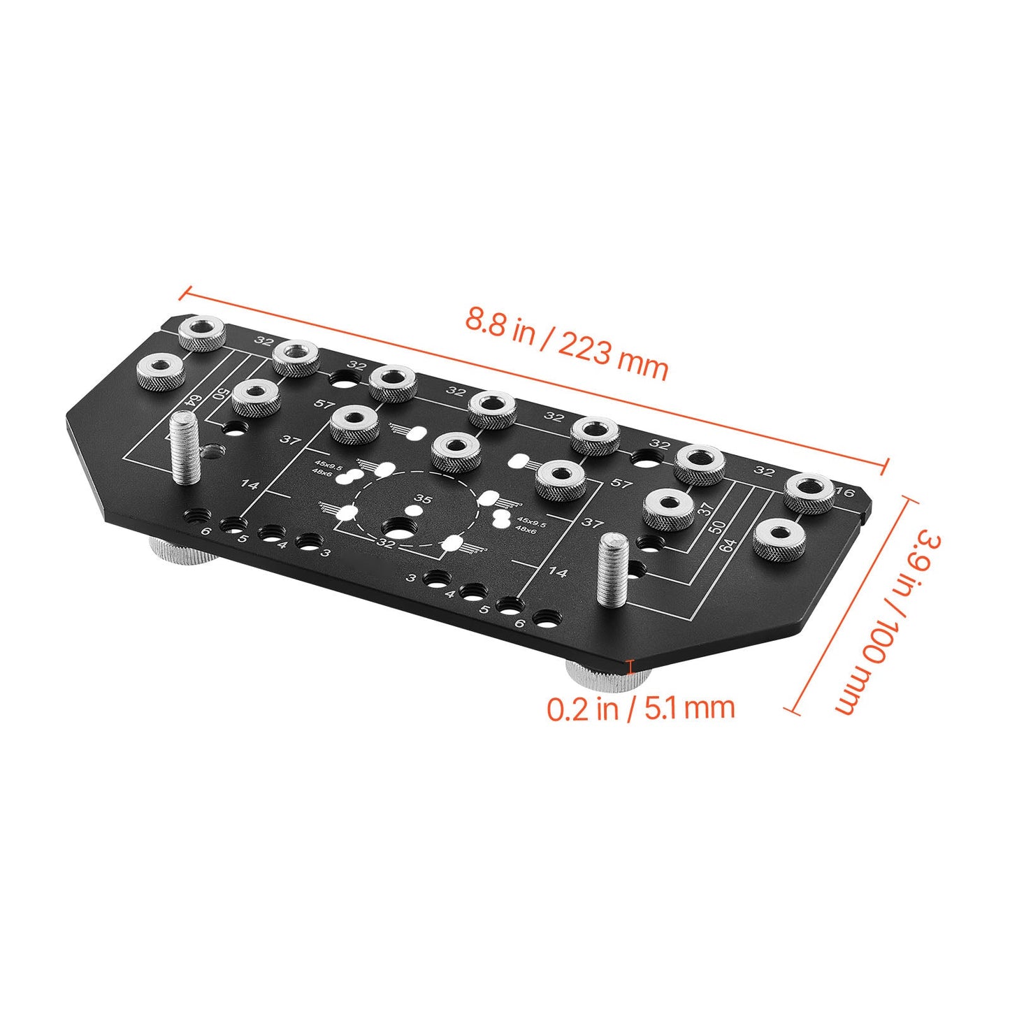 Shelf Pin Jig and Hinge Jig Two-in-One Aluminum Alloy Cabinet Hole Drilling Tool