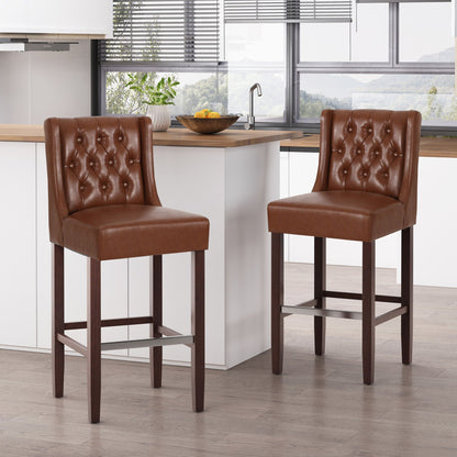 Solstara Upholstered Dining Barstool with Button Tufted and Wing Back