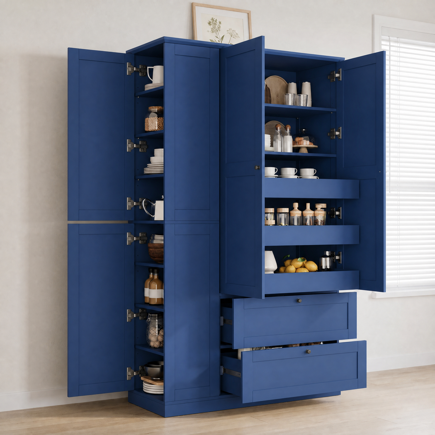TOPMAX 73.6" Tall Farmhouse Kitchen Pantry Cabinet with 8 Shelves