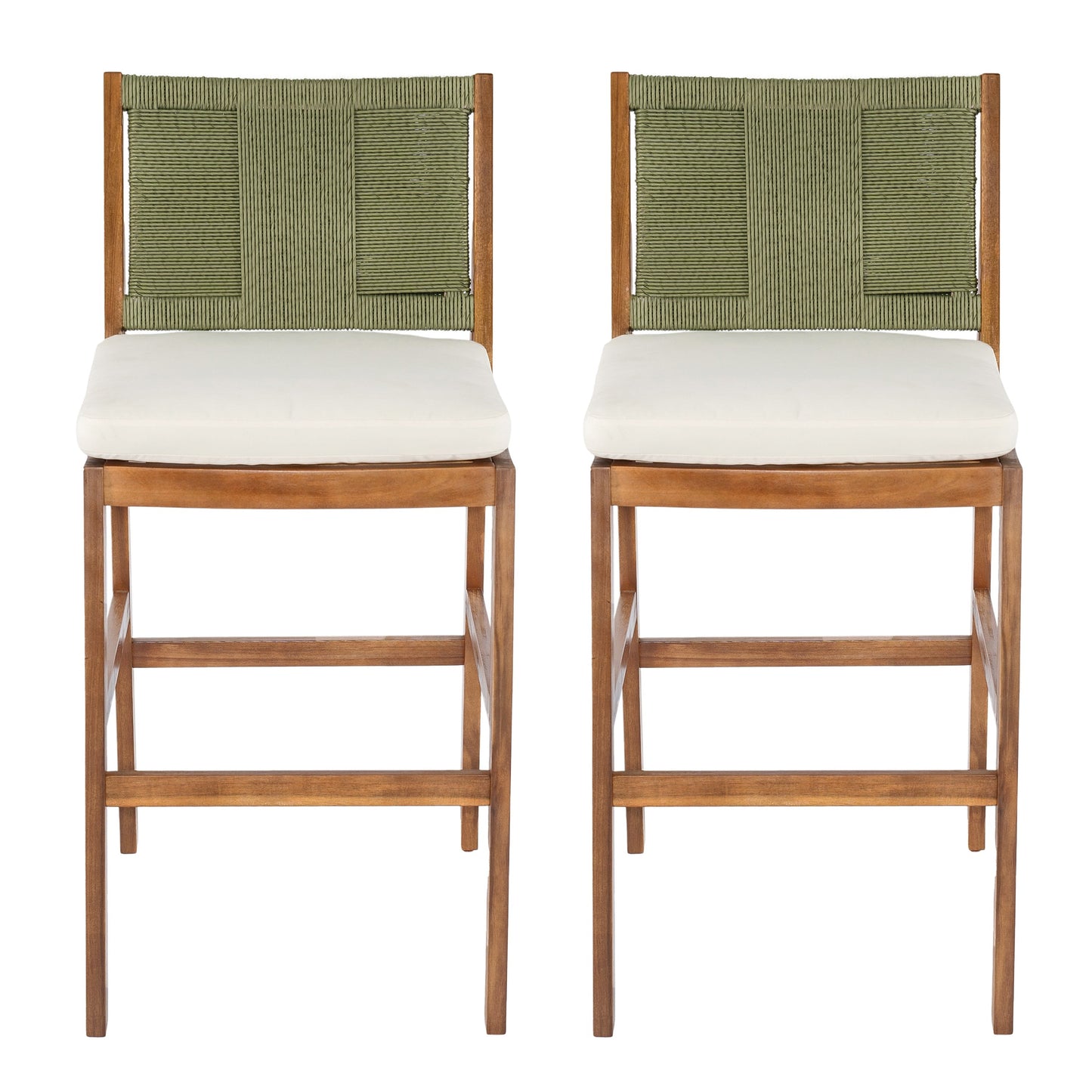 Outdoor Acacia Wood Bar Stools (Set of 2)