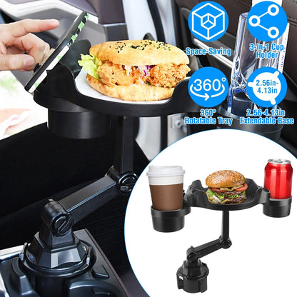 Car Cup Holder Expander 360¡ Rotating Car Tray Bottle Holder Adapter Multifunctional Water Cup Mount Stand with Phone Slot