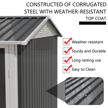 9 x 6 FT Metal Garden Shed for Patio and Backyard Storage