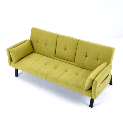 Sofa Bed With Foldable Design And Cup Holder - Green