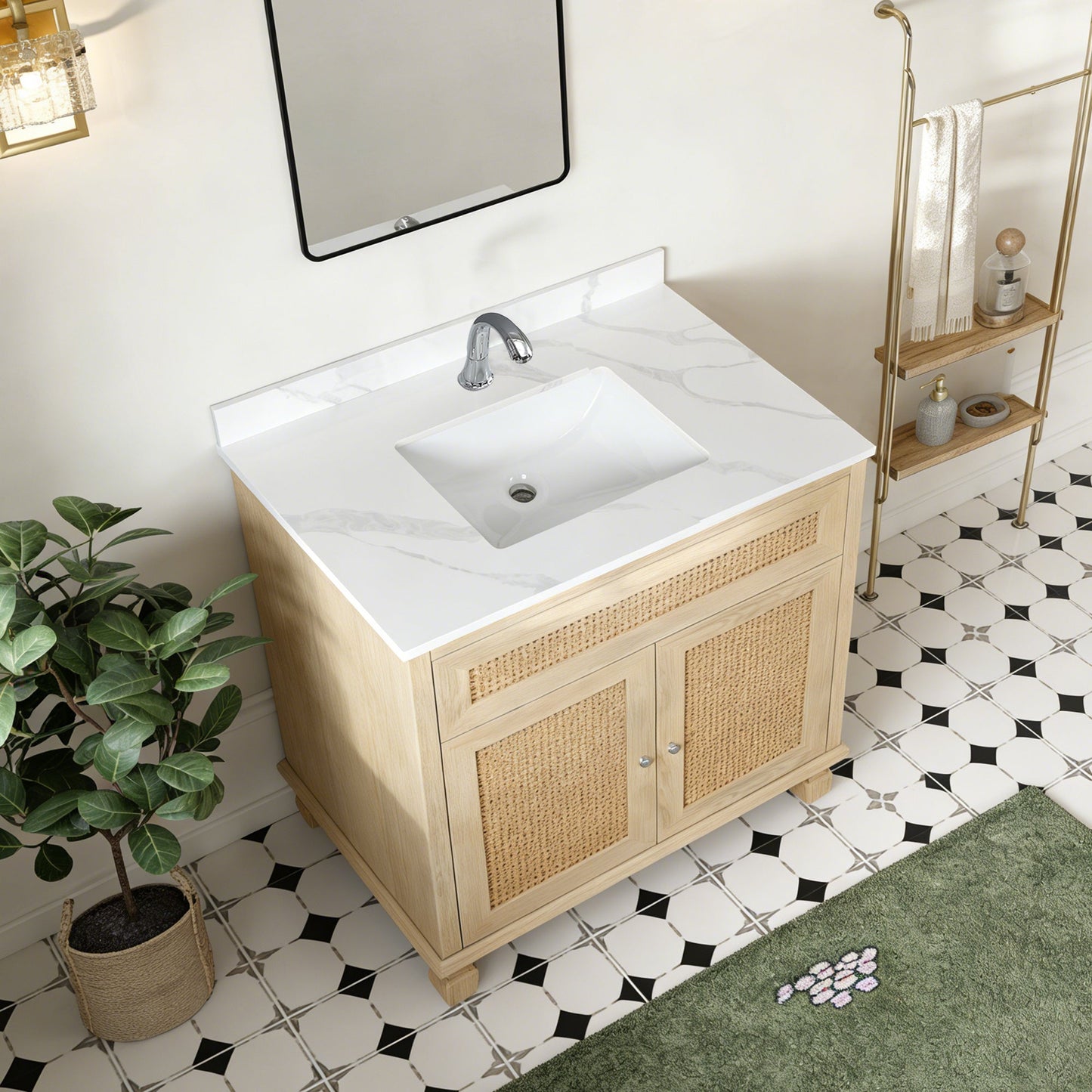37-inch Quartz Bathroom Vanity Top with Undermount Single Bowl