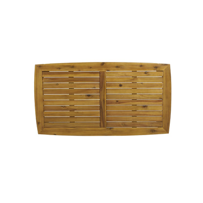 2-Person Outdoor Acacia Wood Patio Seating Group with Cushions and Coffee Table