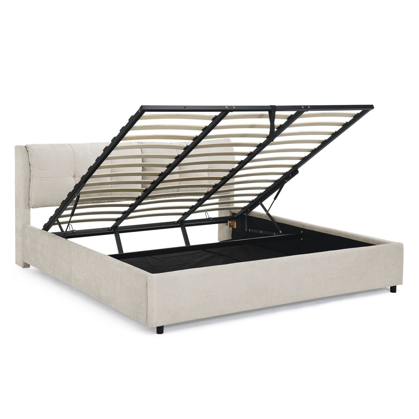 Storage Upholstered Hydraulic Platform Bed With Integrated Headboard