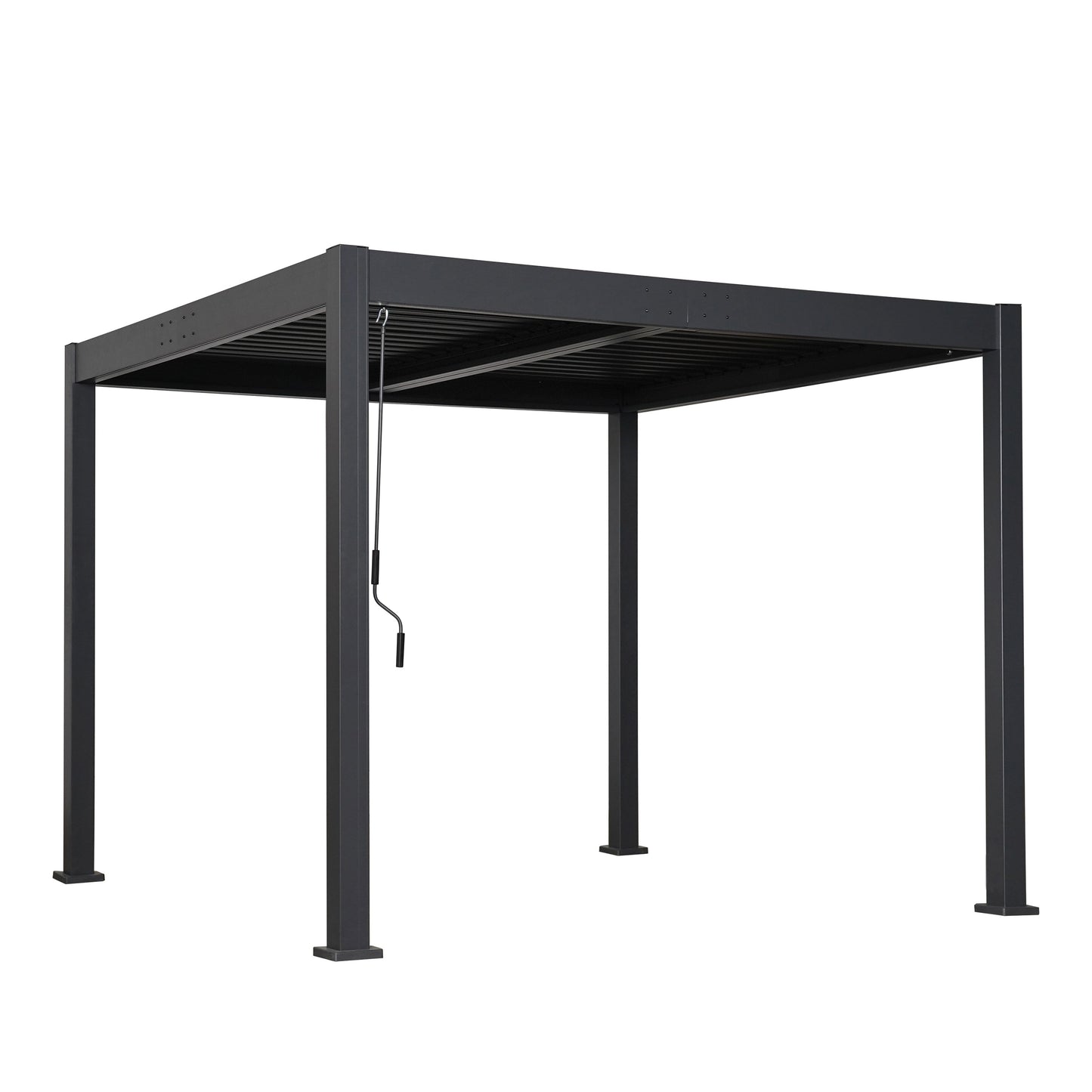 Byron Black Outdoor Pergola Aluminum with Adjustable Louvered Roof