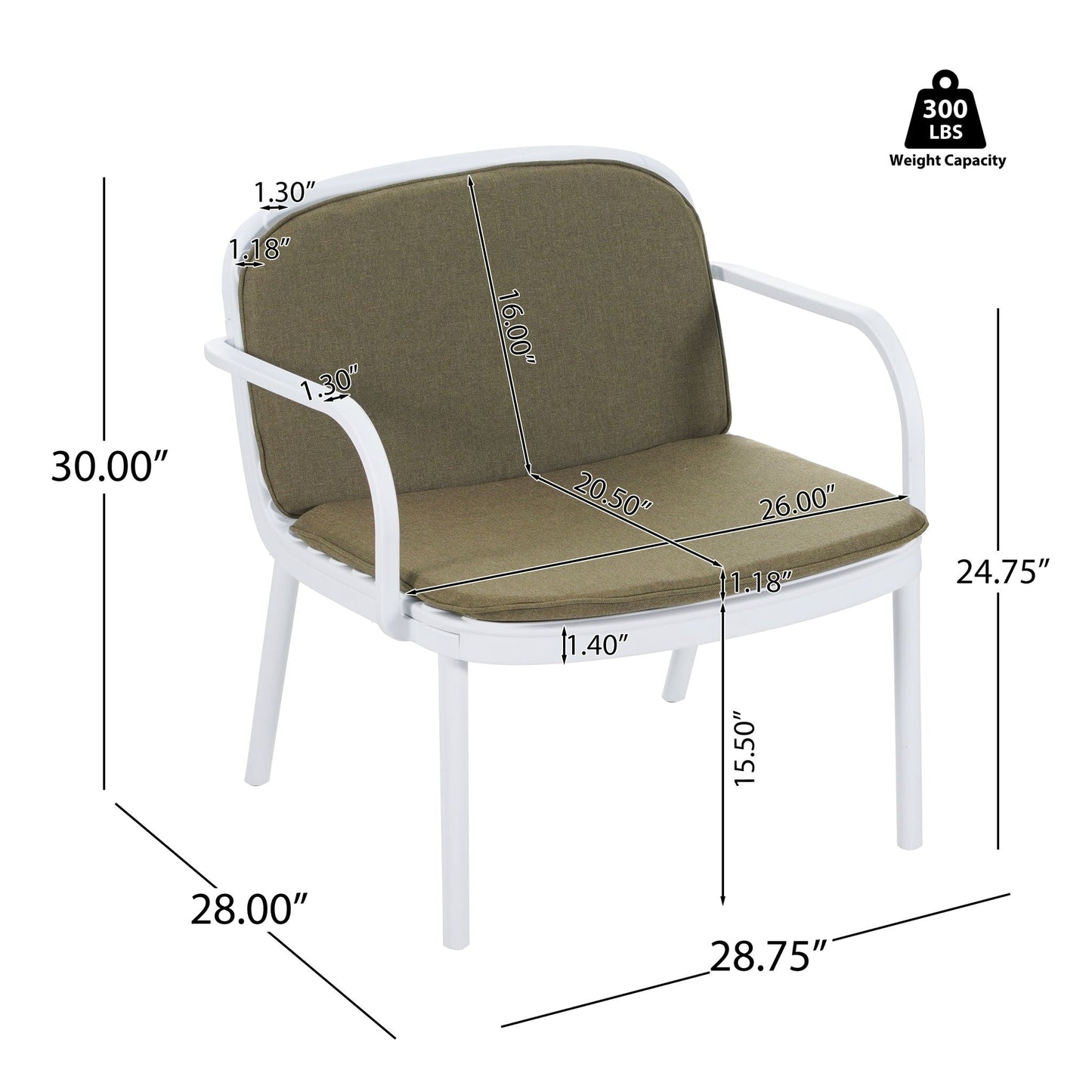 Luna Outdoor Patio 3 Pieces Chat Set