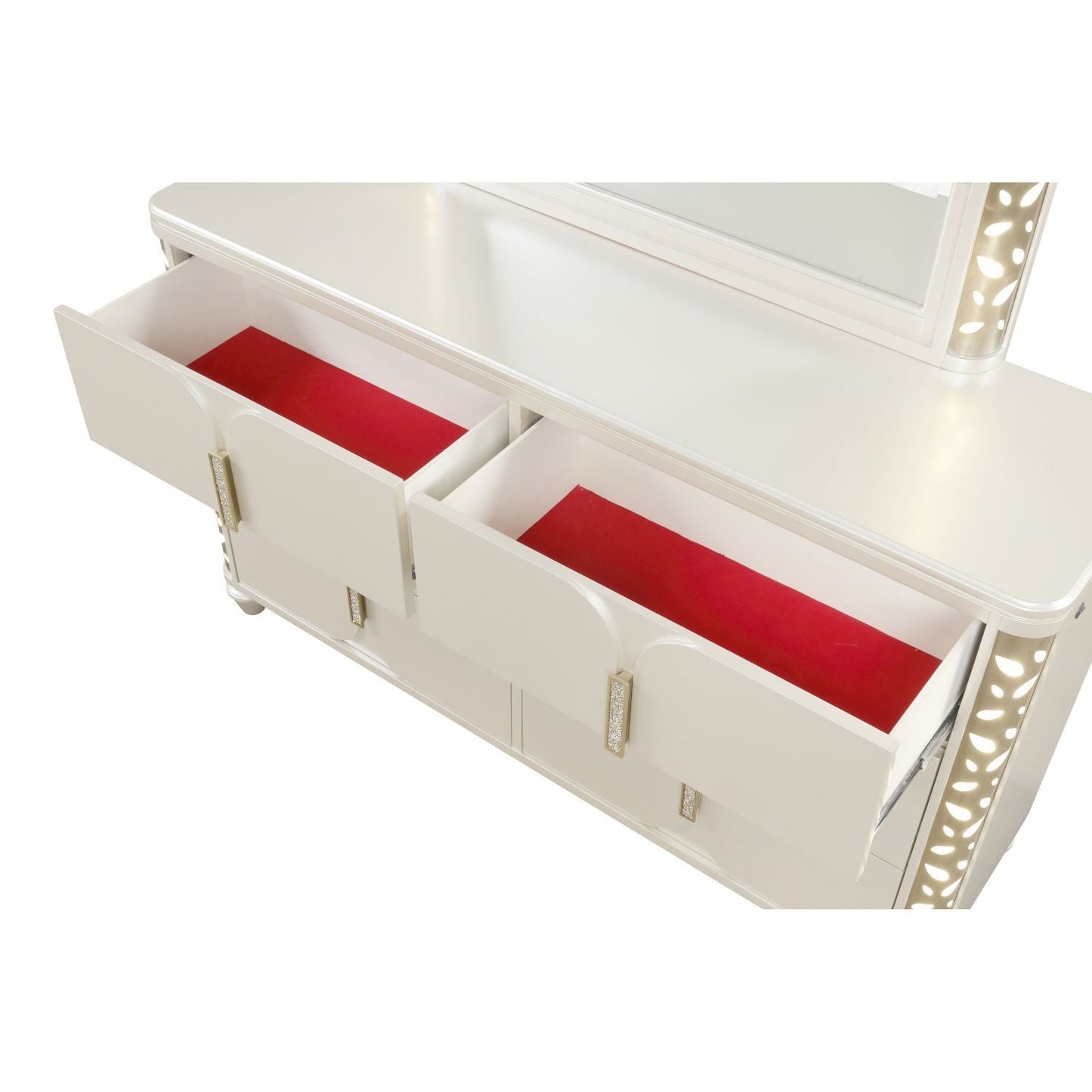 Cinderella - Dresser With LED Accents And 6 Storage Drawers (Mirror Not Included) - Beige