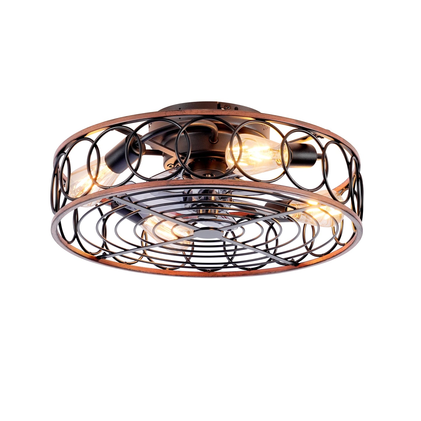20 Inch Caged Ceiling Fan with Lights and Remote Control