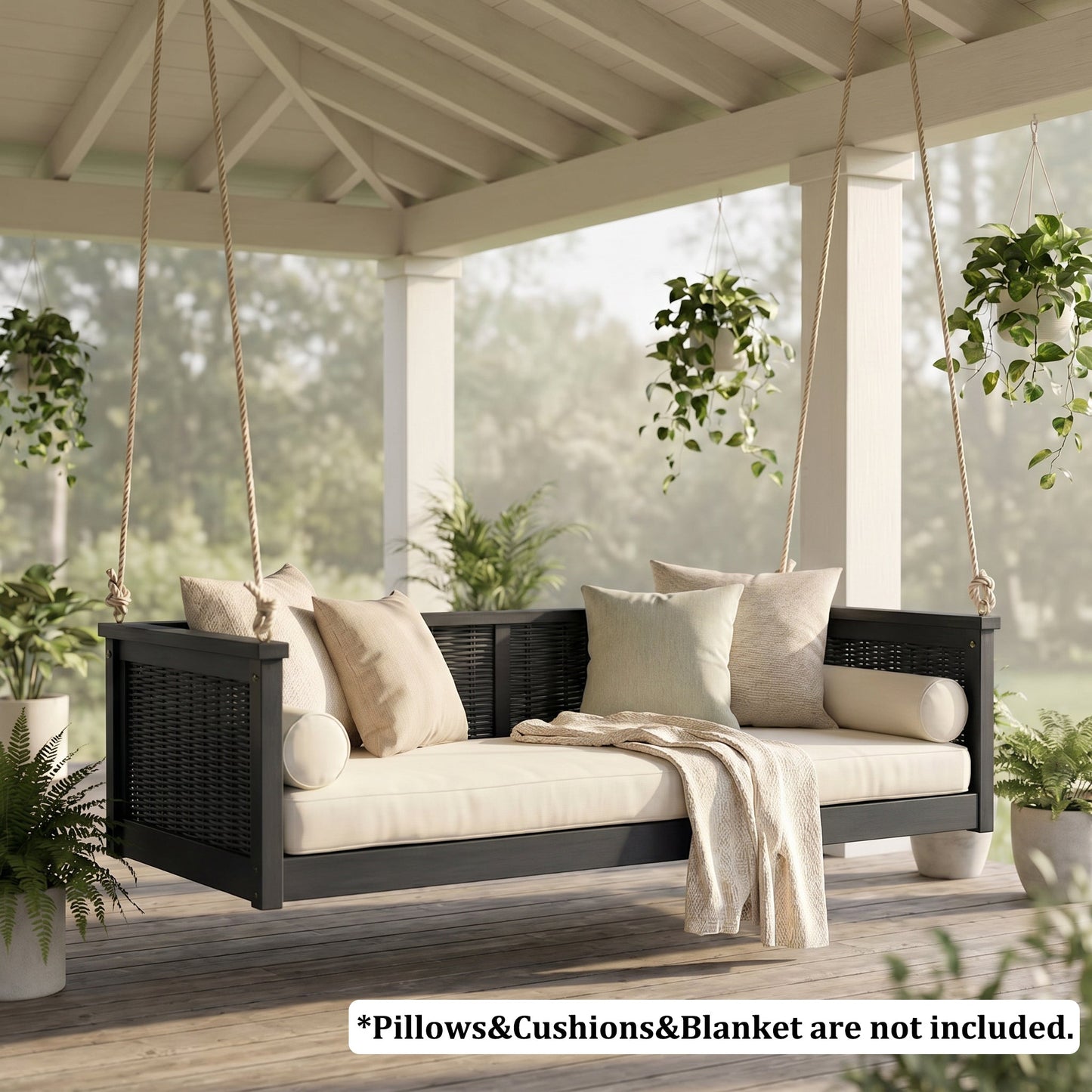 TOPMAX Outdoor Classic Solid Wood Twin Size Swing Bed