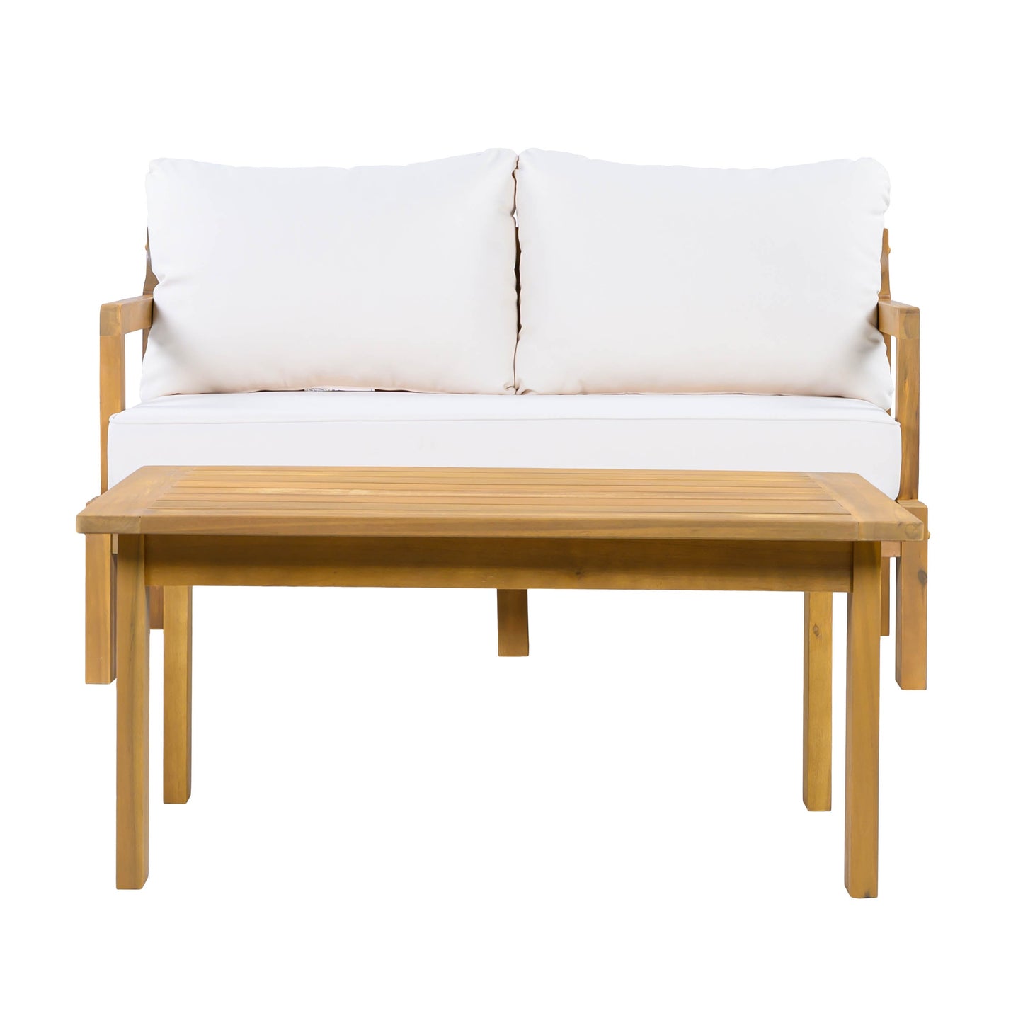 Outdoor 2-Piece Acacia Wood Patio Chat Set