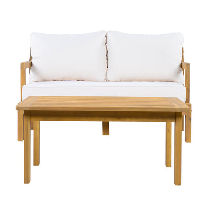 Outdoor 2-Piece Acacia Wood Patio Chat Set