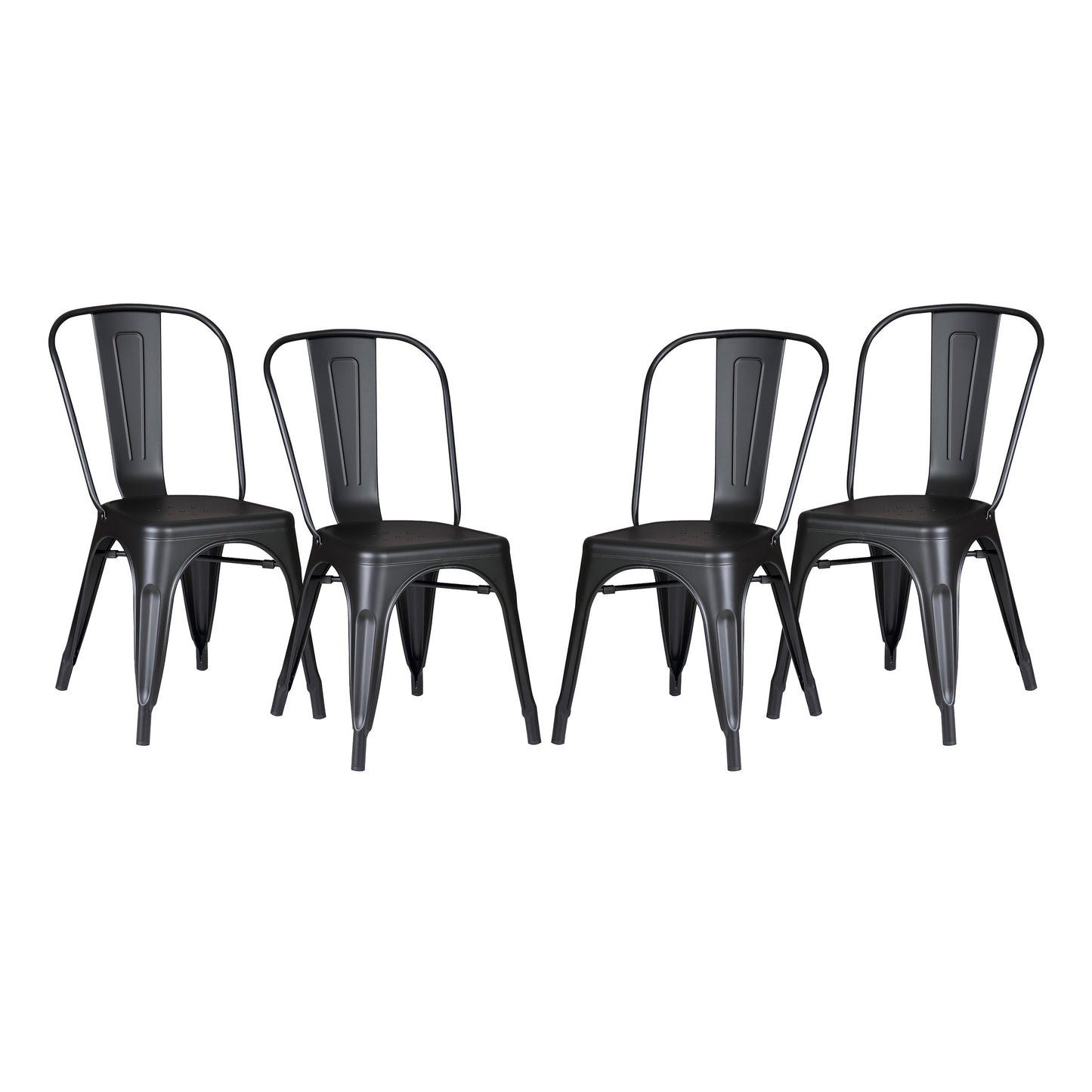 Set of 4 Stackable Metal Dining Chairs