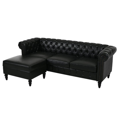 U-style 85" Modern 4-Seater L-Shaped Sectional Sofa with Storage Ottoman