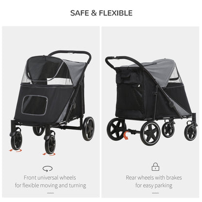 PawHut Foldable Doggy Stroller for Medium Large Dogs and Cats