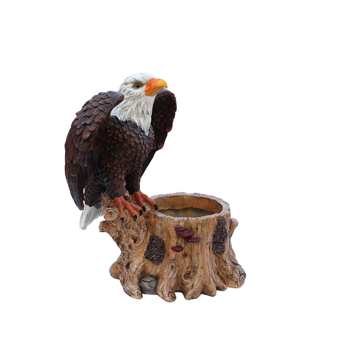 Majestic Eagle Garden Planter Pot on Tree Stump Base