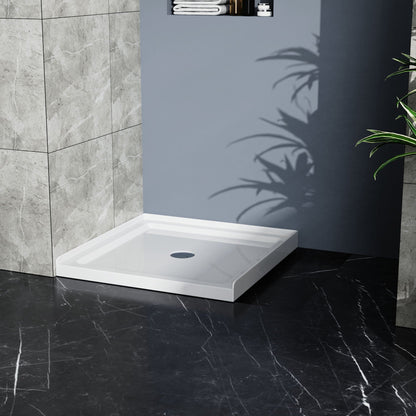 Goodyo - Centered Drain Shower With 3-Side Tile Flanges - White