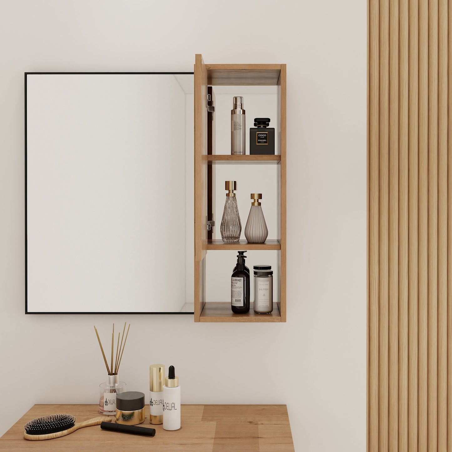 10'' Wall Mounted Bathroom Mirror Cabinet with Soft Close Door