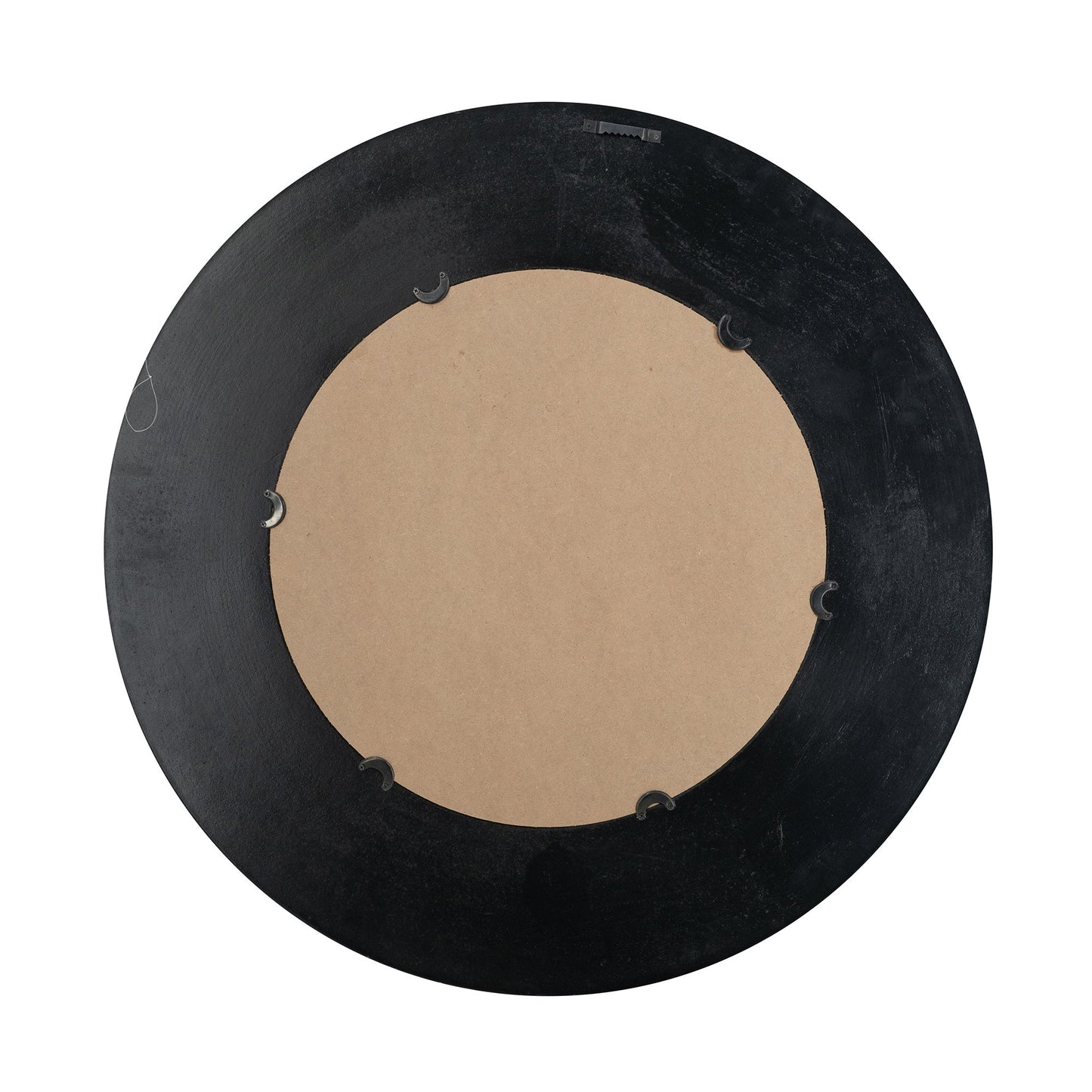 29.5" Round Gold and Black Wooden Accent Mirror with Woven Texture
