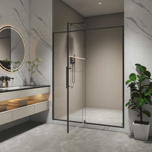 50-54"W x 74"H Pivot Shower Door with Matte Tempered Glass Finish