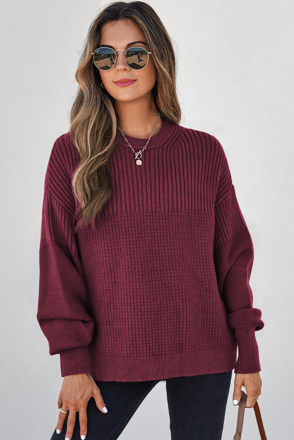 Julietta Mixed Textured Knitted Sweater