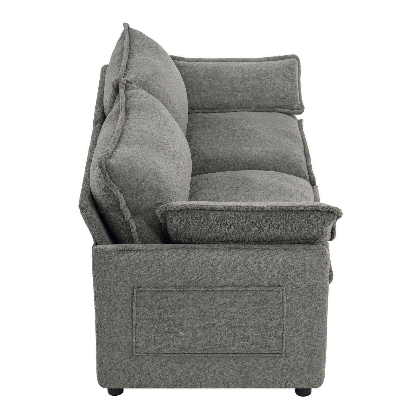 Modern Loveseat Sofa, Upholstered Couch With Side Storage Pockets