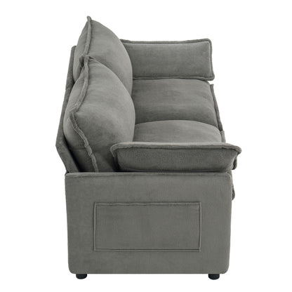 Modern Loveseat Sofa, Upholstered Couch With Side Storage Pockets