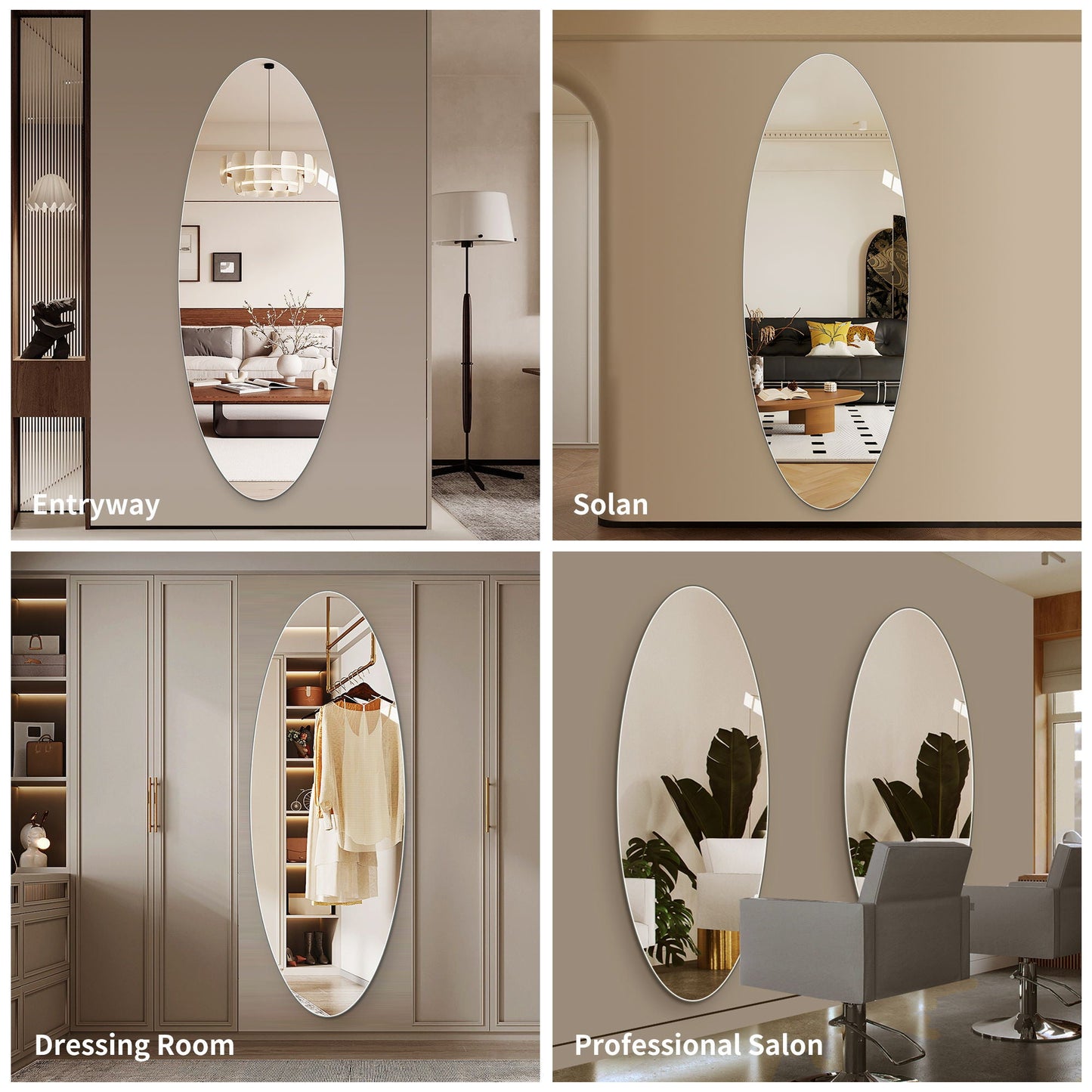 Modern Oval Full Length Wall Mirror