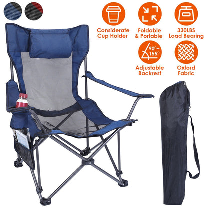 Foldable Camping Chair – Heavy Duty Steel, 330 lbs Capacity