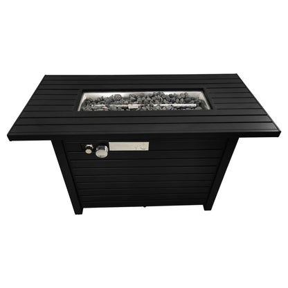 Outdoor Fire Pit Table With Lid, - Black