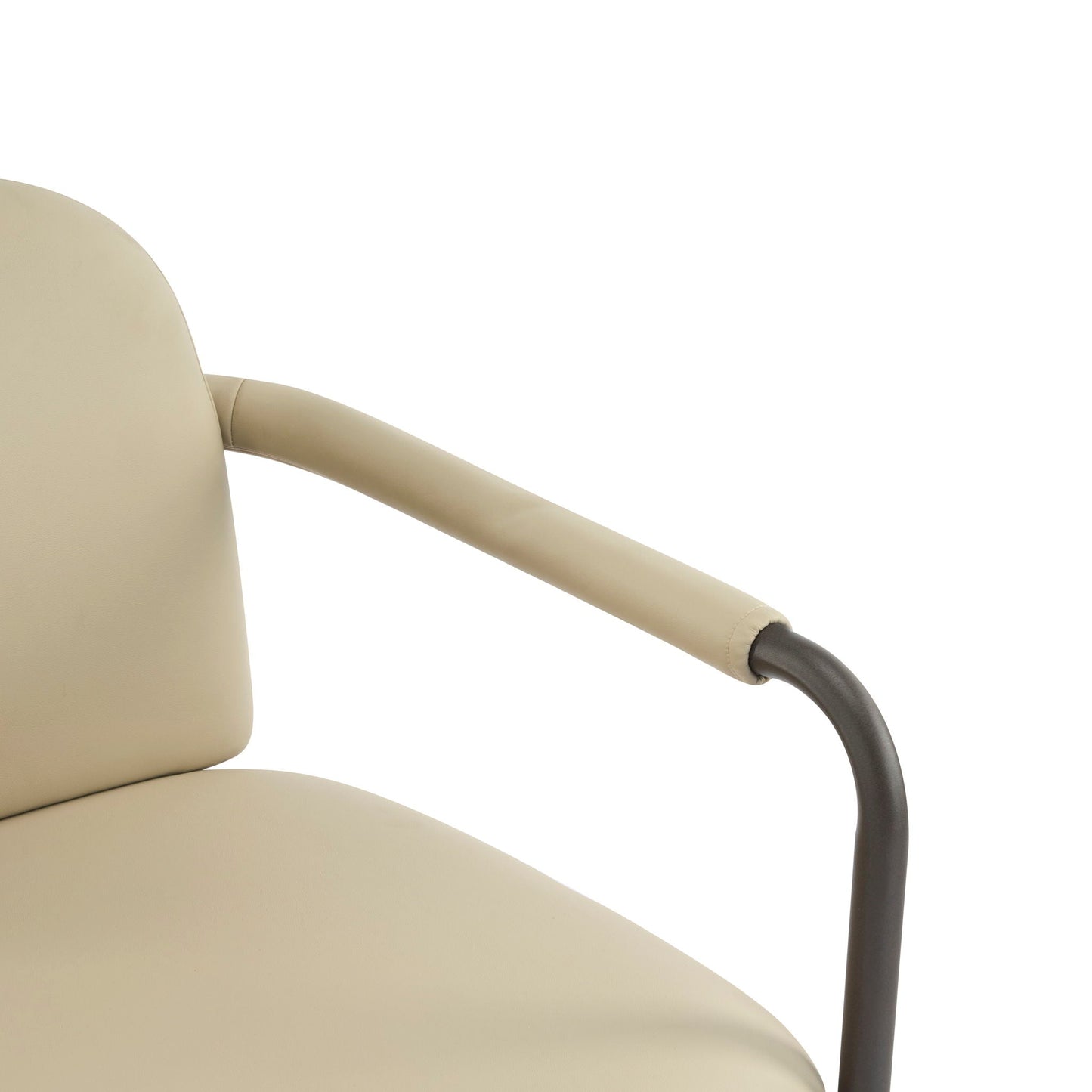 Modern Dining Chair Set of 2 with Iron Frame - Espresso / Khaki