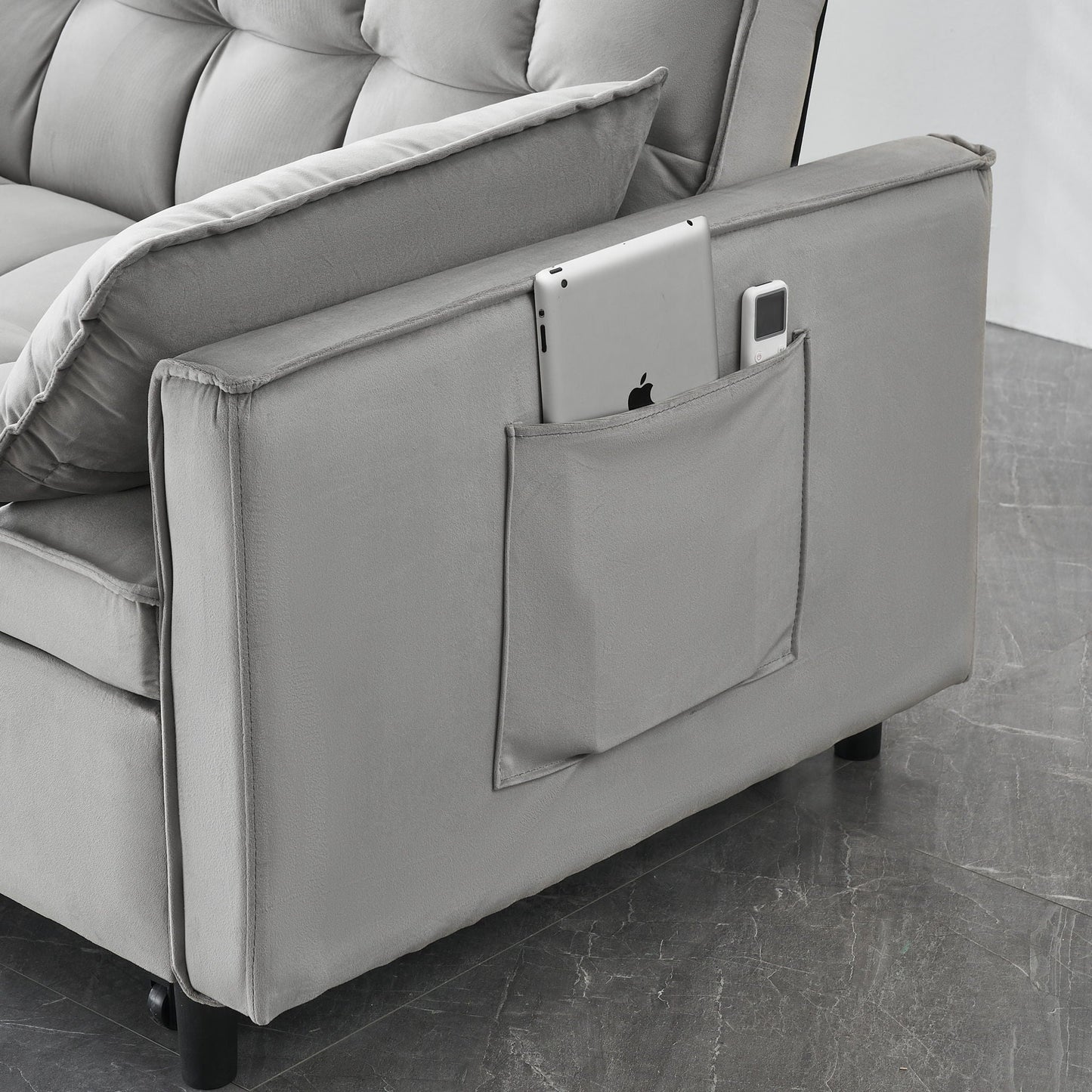 Sofa Bed With Pockets, 3 In 1 Convertible For Living Room