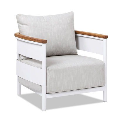 Rhodes 29" Upholstered Teak & Aluminum Patio Arm Chair Birch