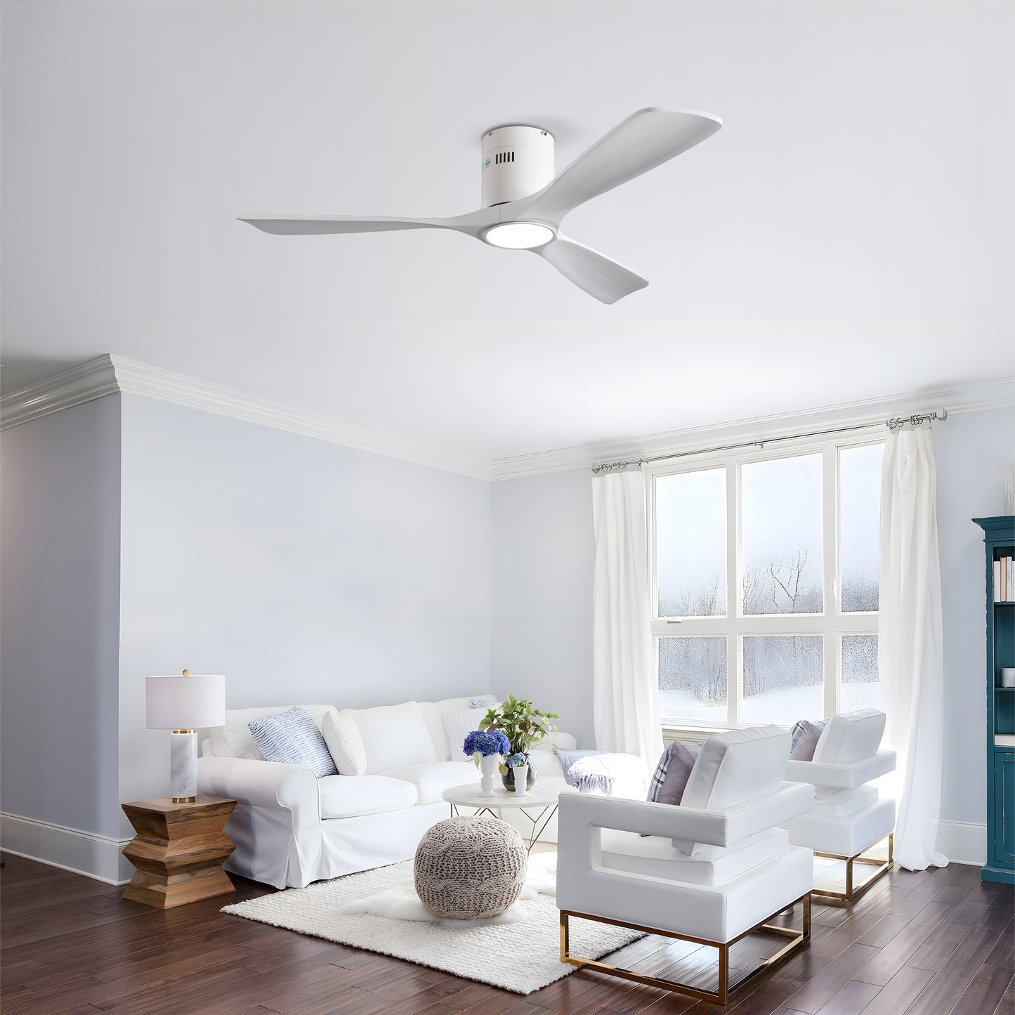 52 Inch Mounting Type Solid Wood Ceiling Fan With Light Kit