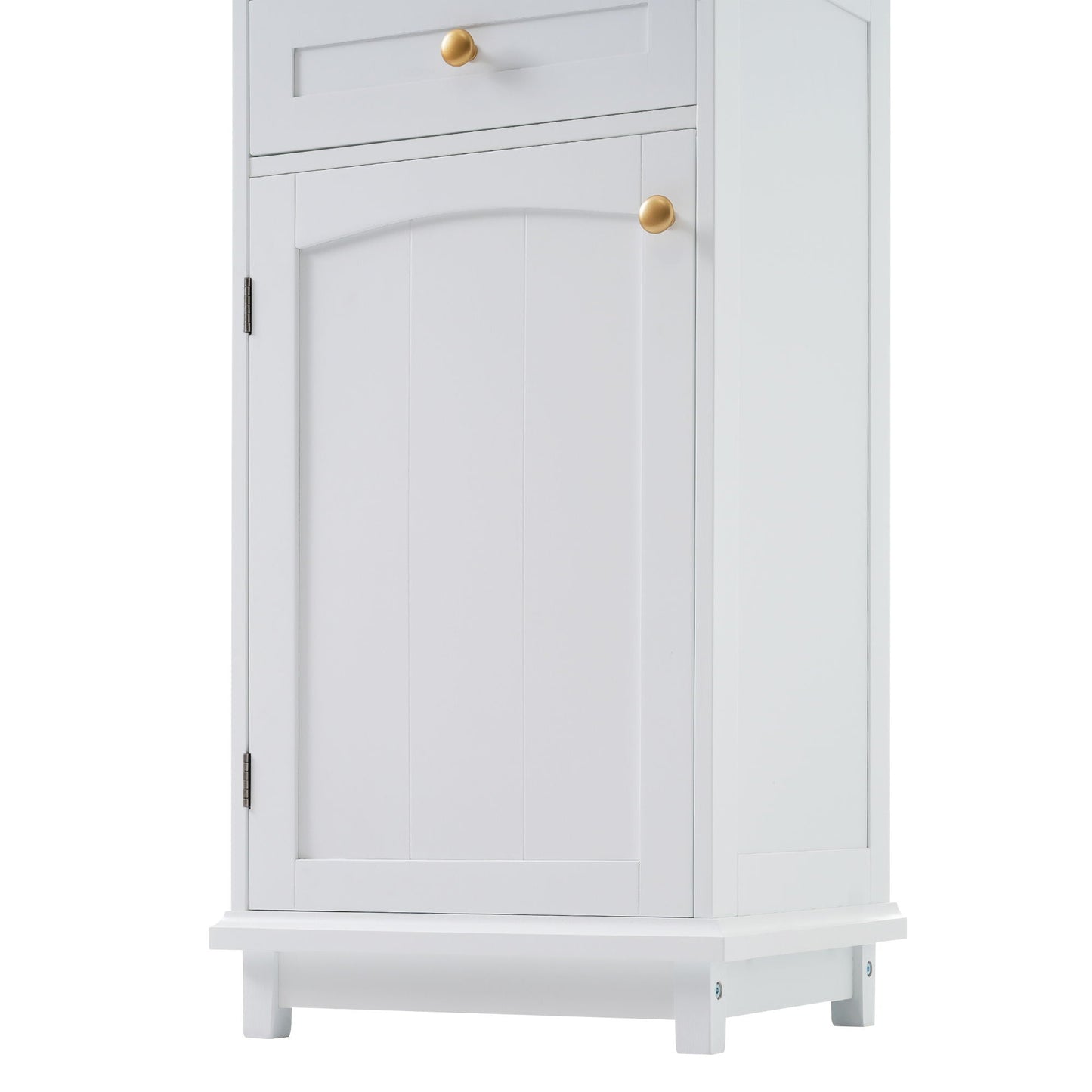 Tall Bathroom Storage Cabinet With Glass Doors, Free-Standing, Two Drawers, And Adjustable Shelves, Board, Painted Perfect For Displaying Your Favorite Items