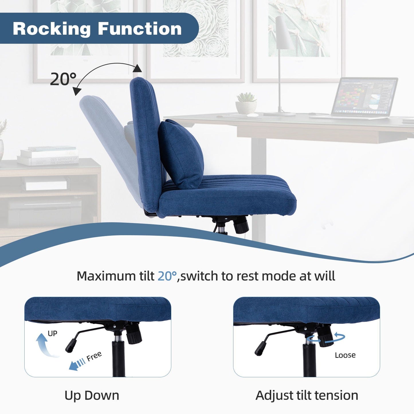 Criss Cross Office Chair With Adjustable Height, Ergonomic Design