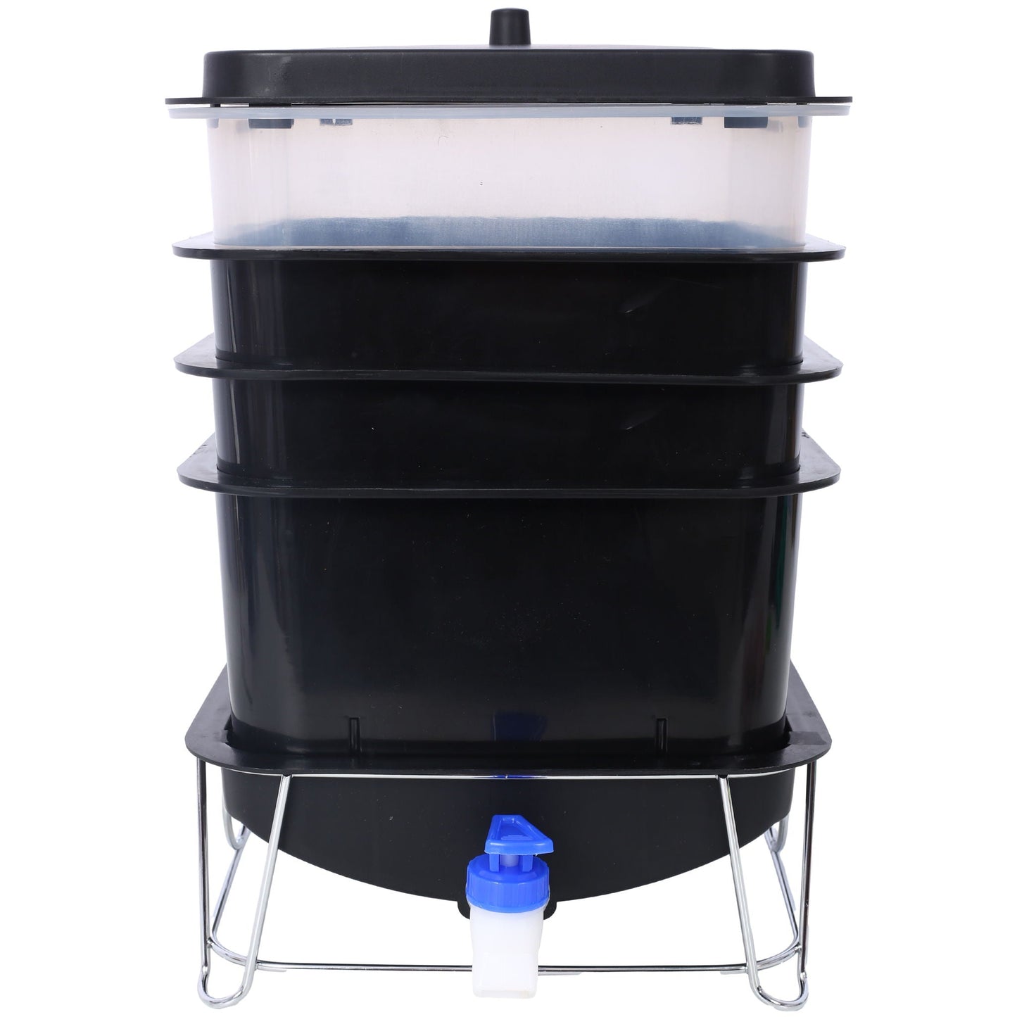 Durable Worm Farm Composting Bin With 4 Tray System For Food Waste Recycling Plastic - Black