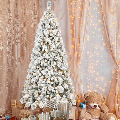 9FT Flocked Christmas Tree with 750 Warm LED Lights