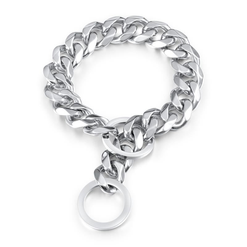 Two-tone Polished Gold Titanium Steel Necklace